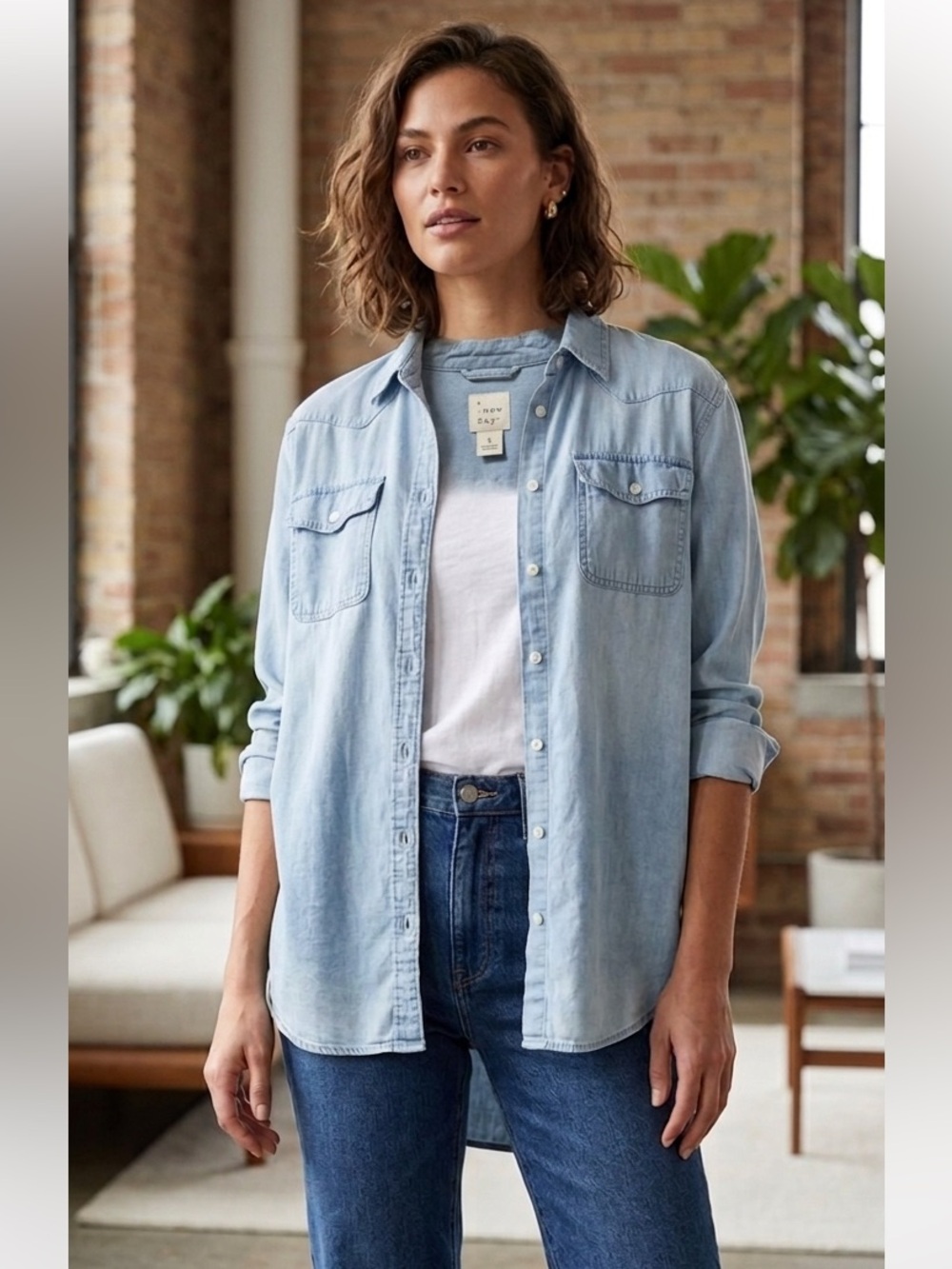 a new day Light Blue Button-Up Shirt